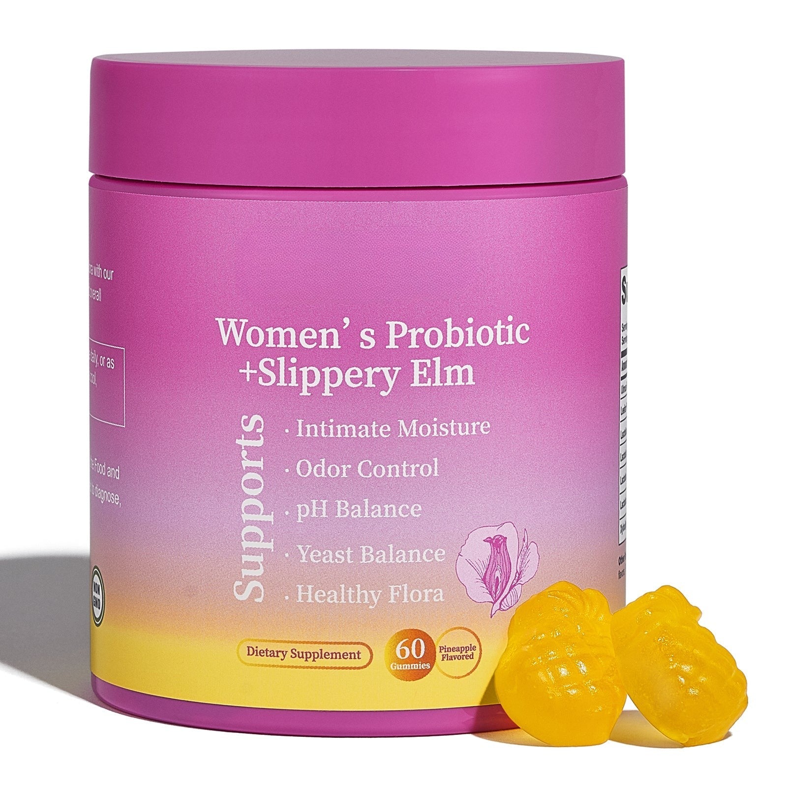 Women's Probiotic Gummies with Slippery Elm for Digestive and pH Balance Support
