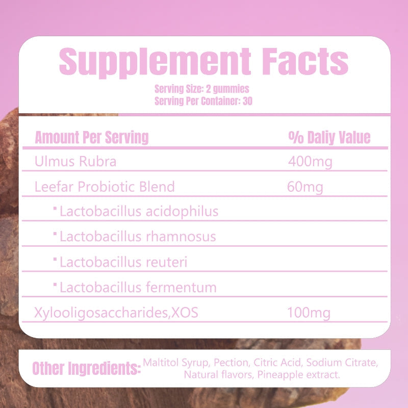 Women's Probiotic Gummies with Slippery Elm for Digestive and pH Balance Support
