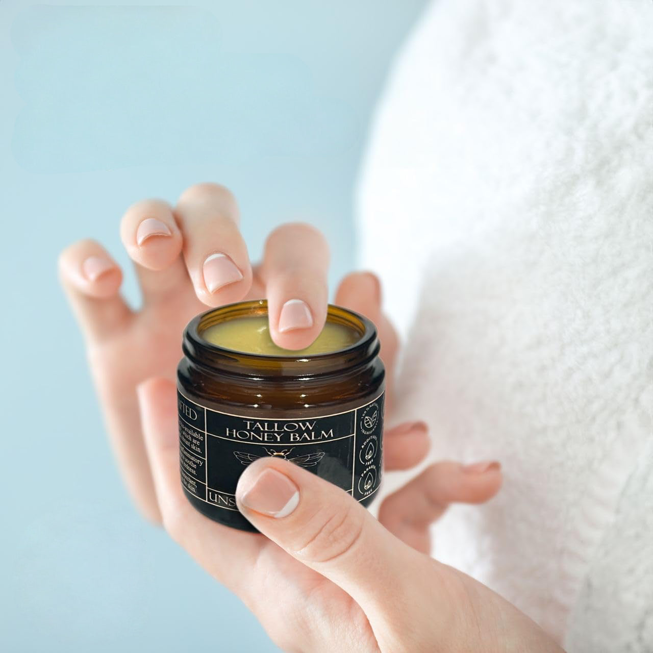 Organic Tallow Honey Balm with Grass-Fed Beef Tallow, Olive Oil and Raw Honey