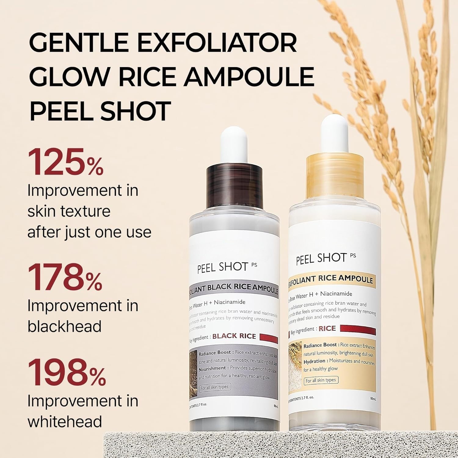 Peel Shot Glow Rice Ampoule Duo with Black Rice, Niacinamide and Pentavitin