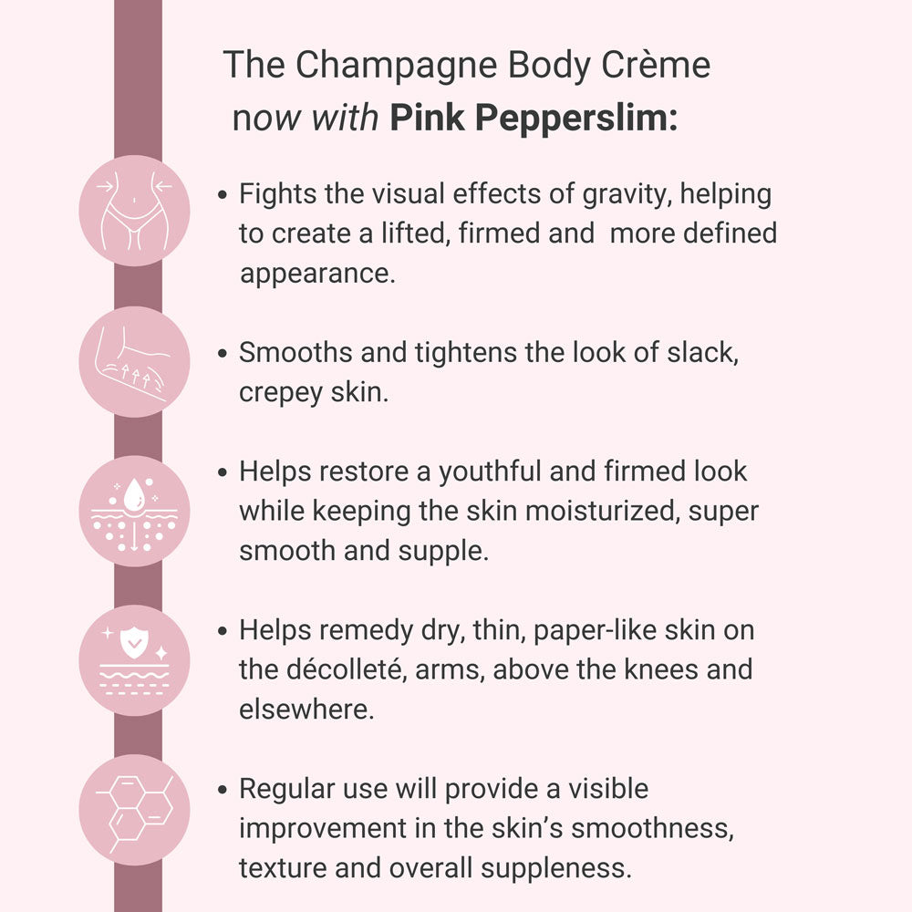 Champagne Beaute Lift Firming Body Cream with Luxe-Lift Complex and Pink Pepperslim