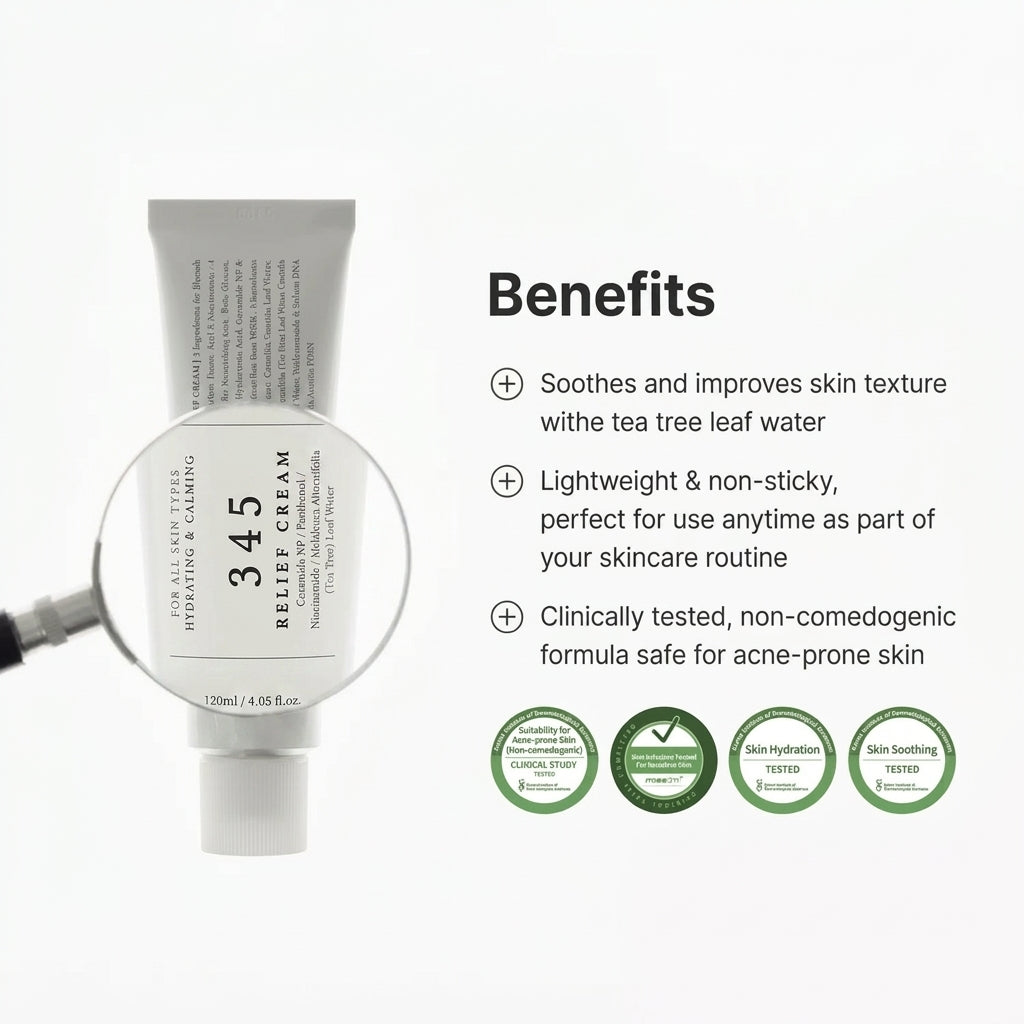 345 Relief Cream with Niacinamide and Ceramide NP for Acne-Prone Skin