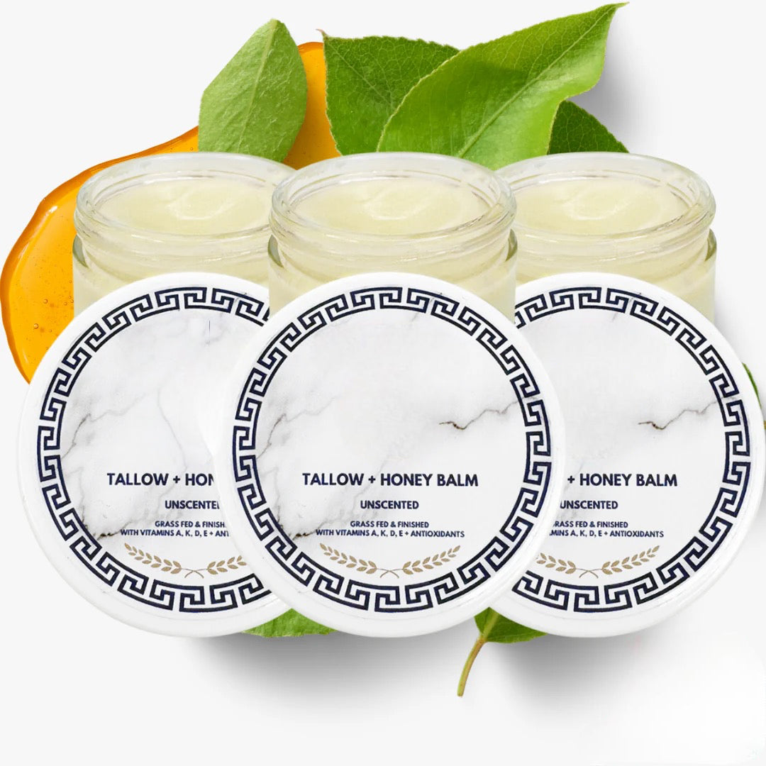 Grass-Fed Tallow and Honey Balm with Vitamins A, D, E and K for Radiant Skin