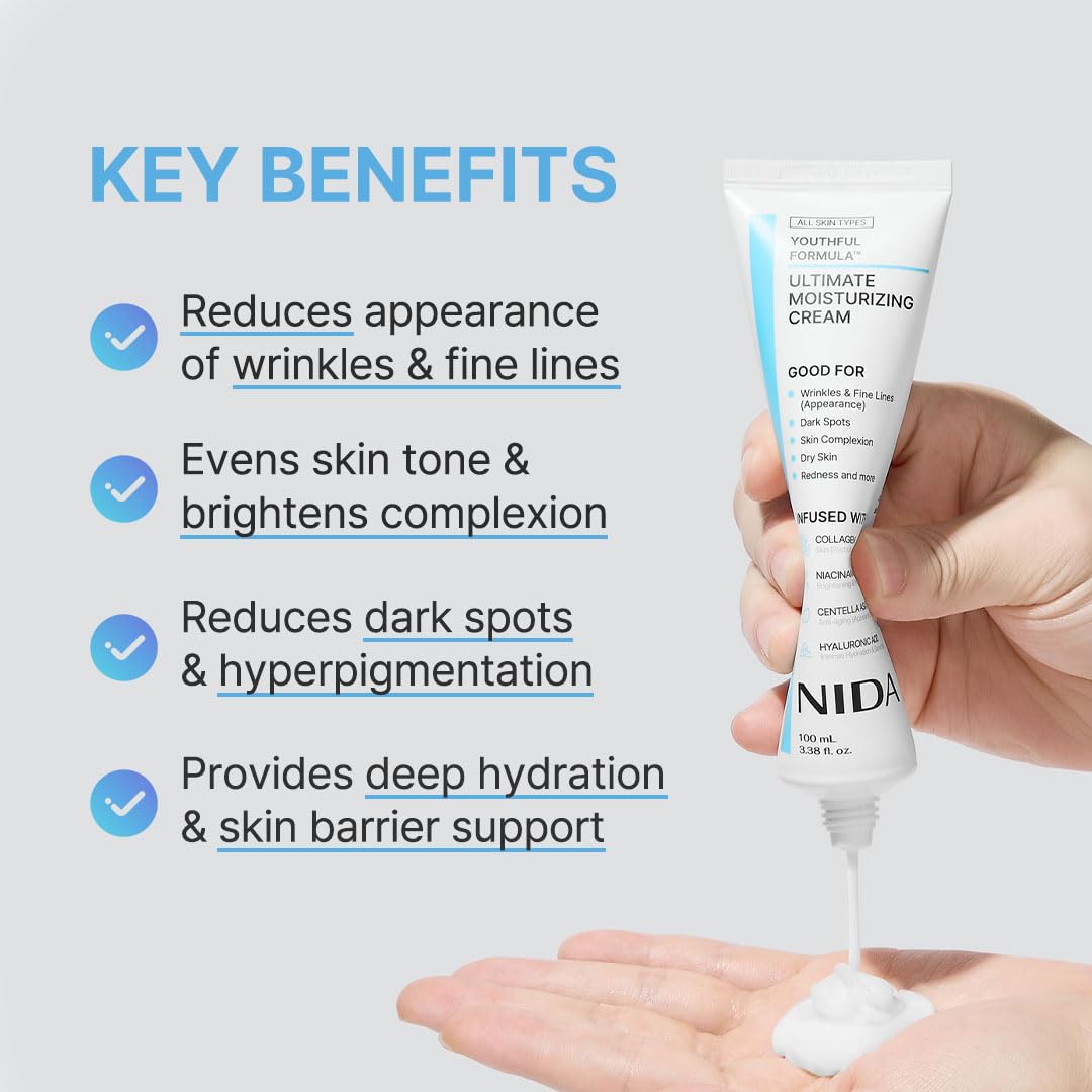 NIDA Youthful Ultimate Moisturizing Cream with Niacinamide, Hyaluronic Acid and Collagen