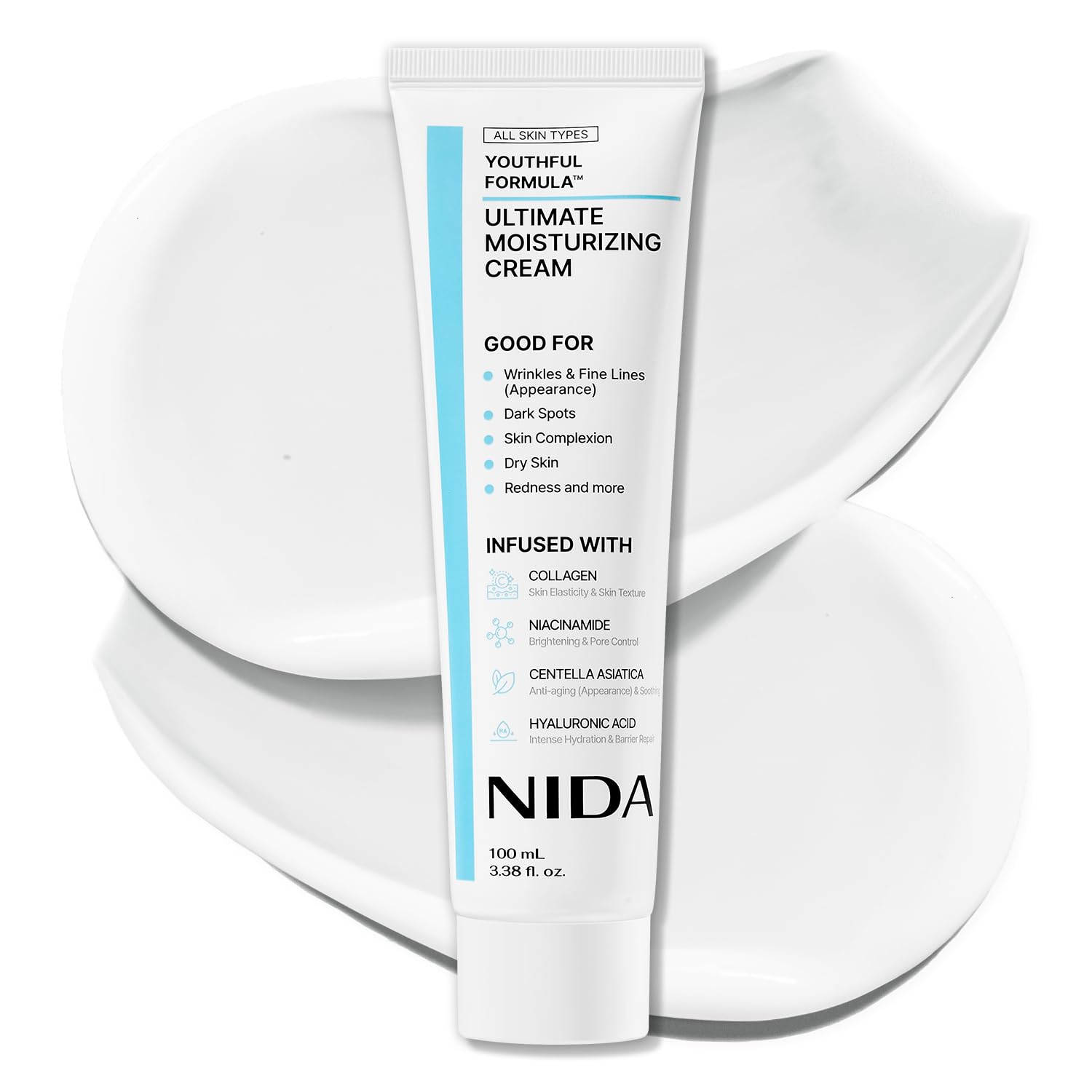 NIDA Youthful Ultimate Moisturizing Cream with Niacinamide, Hyaluronic Acid and Collagen