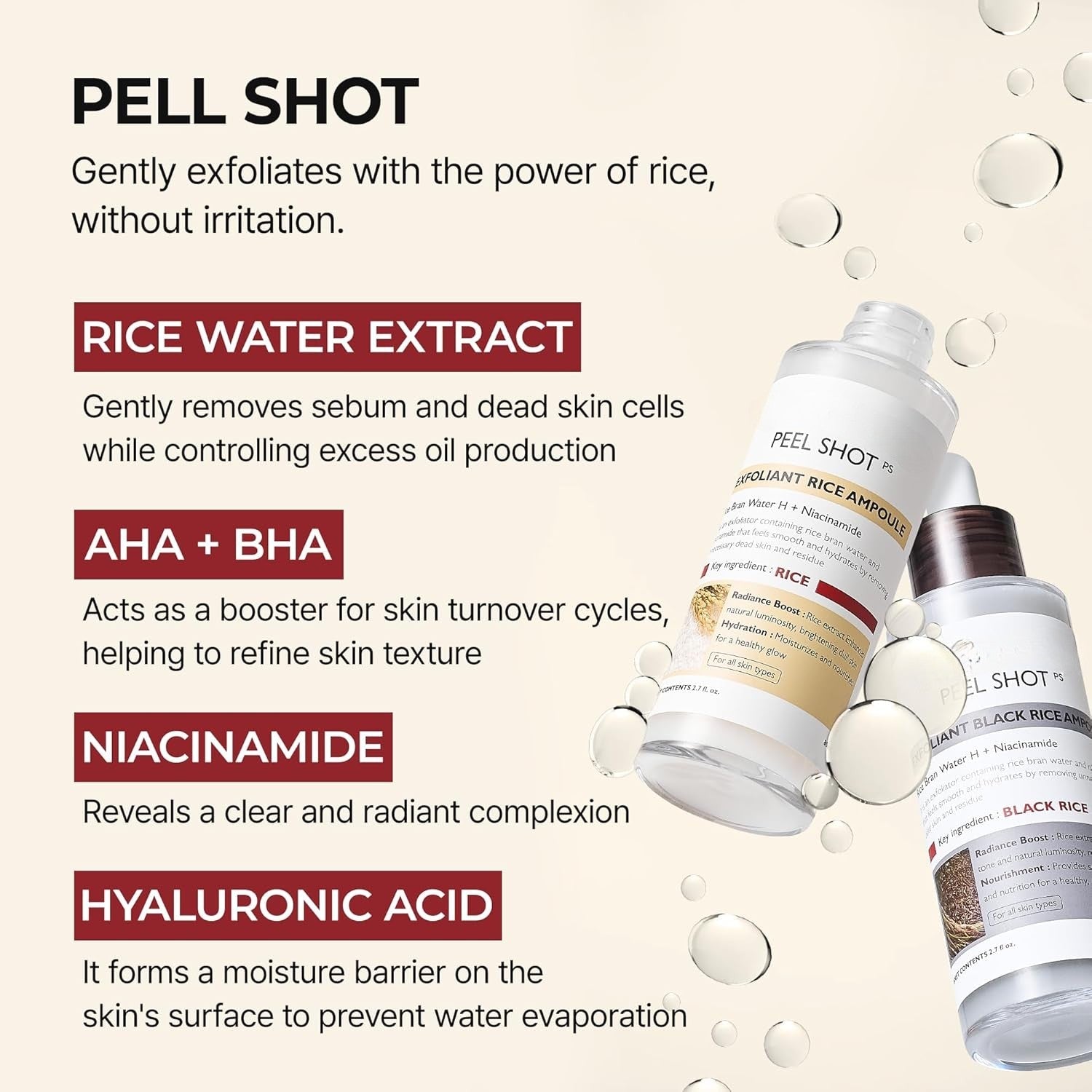 Peel Shot Glow Rice Ampoule Duo with Black Rice, Niacinamide and Pentavitin