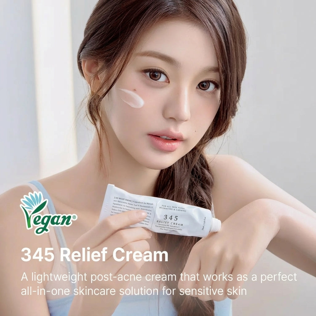 345 Relief Cream with Niacinamide and Ceramide NP for Acne-Prone Skin