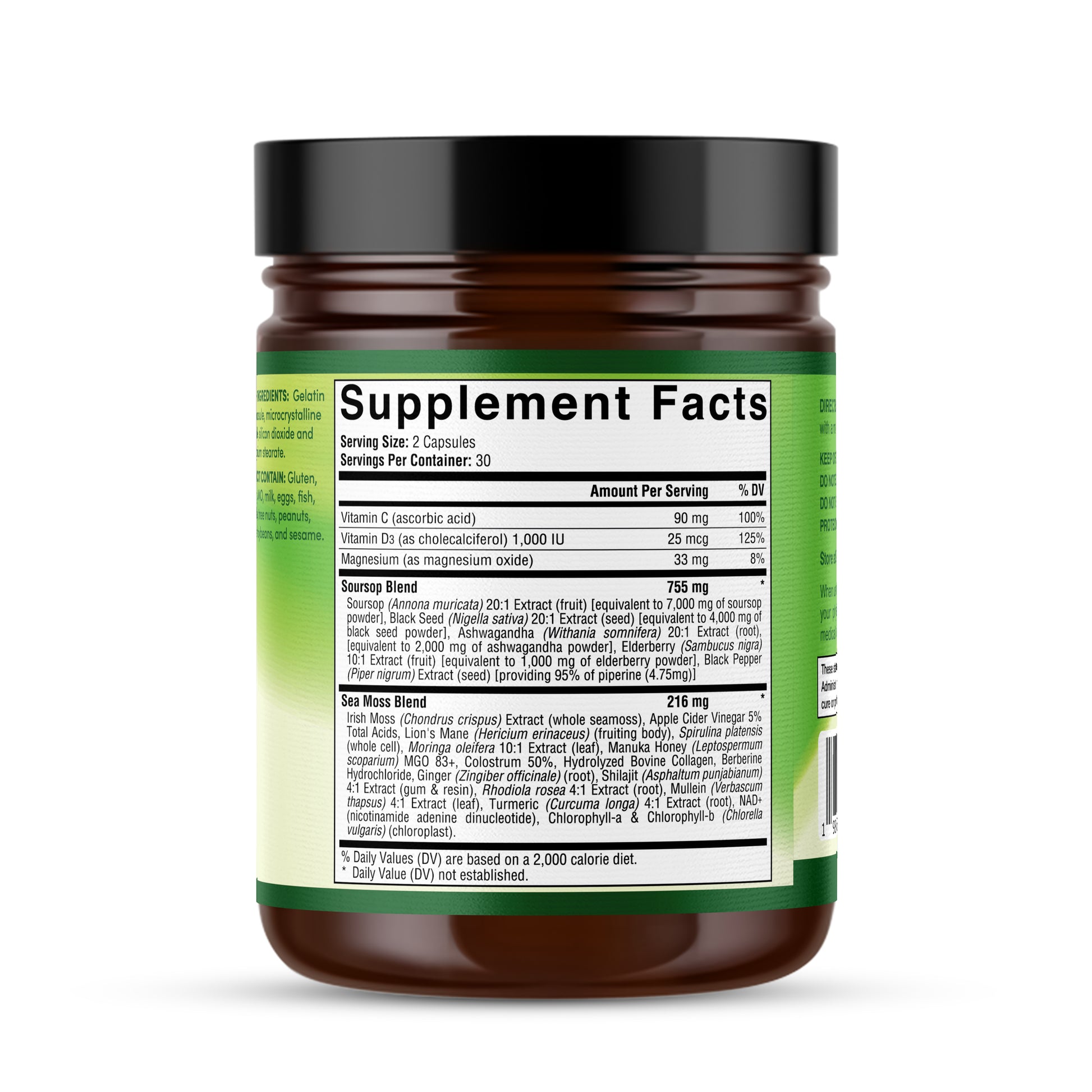 24-in-1 Soursop Wellness Supplement with Sea Moss, Black Seed Oil and Turmeric