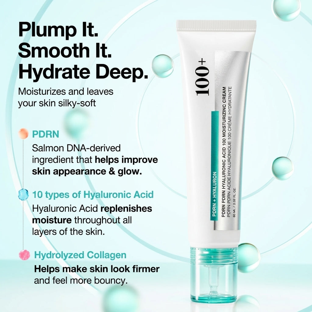 PDRN Hyaluronic Acid 100 Moisturizing Cream with Collagen for Glass Skin Glow
