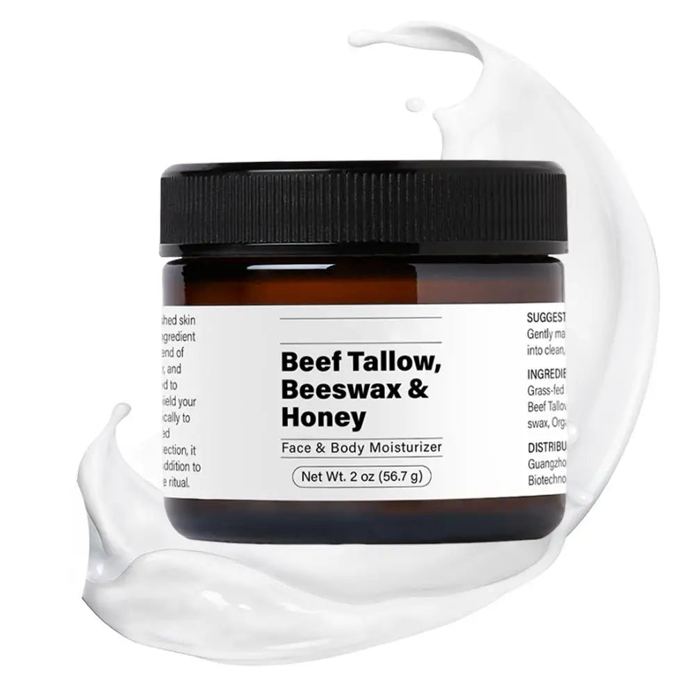 Beef Tallow Beeswax and Honey Face Moisturizer with Organic Grass-Fed Ingredients