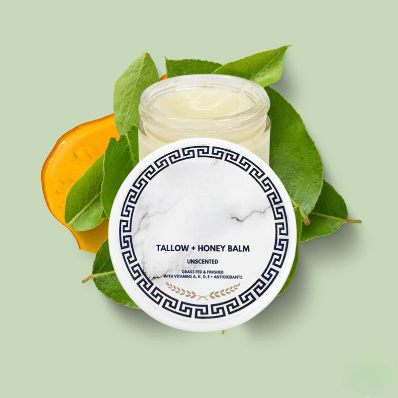 Grass-Fed Tallow and Honey Balm with Vitamins A, D, E and K for Radiant Skin