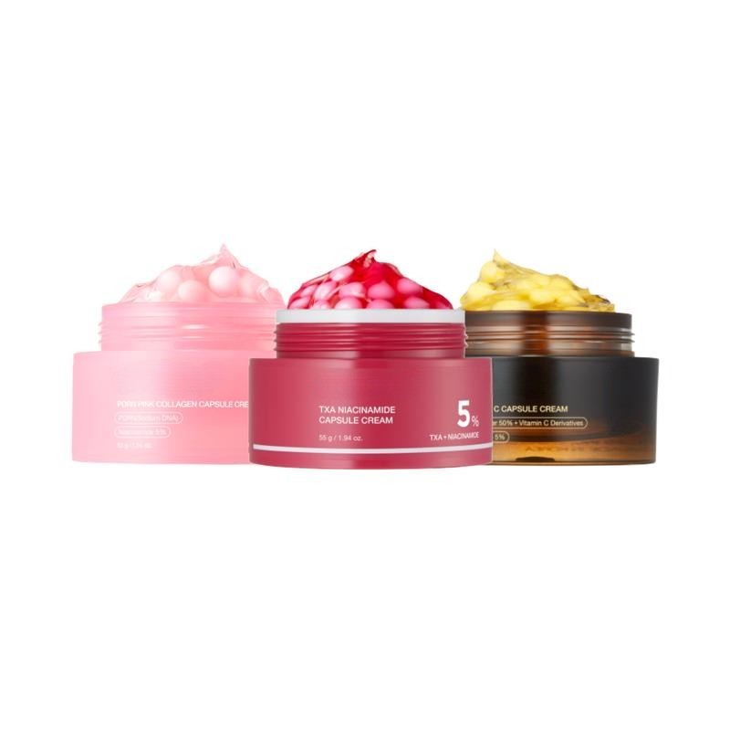 Mix & Match Boba Cream Set Korean Skincare Capsule Creams with Niacinamide and Peptides