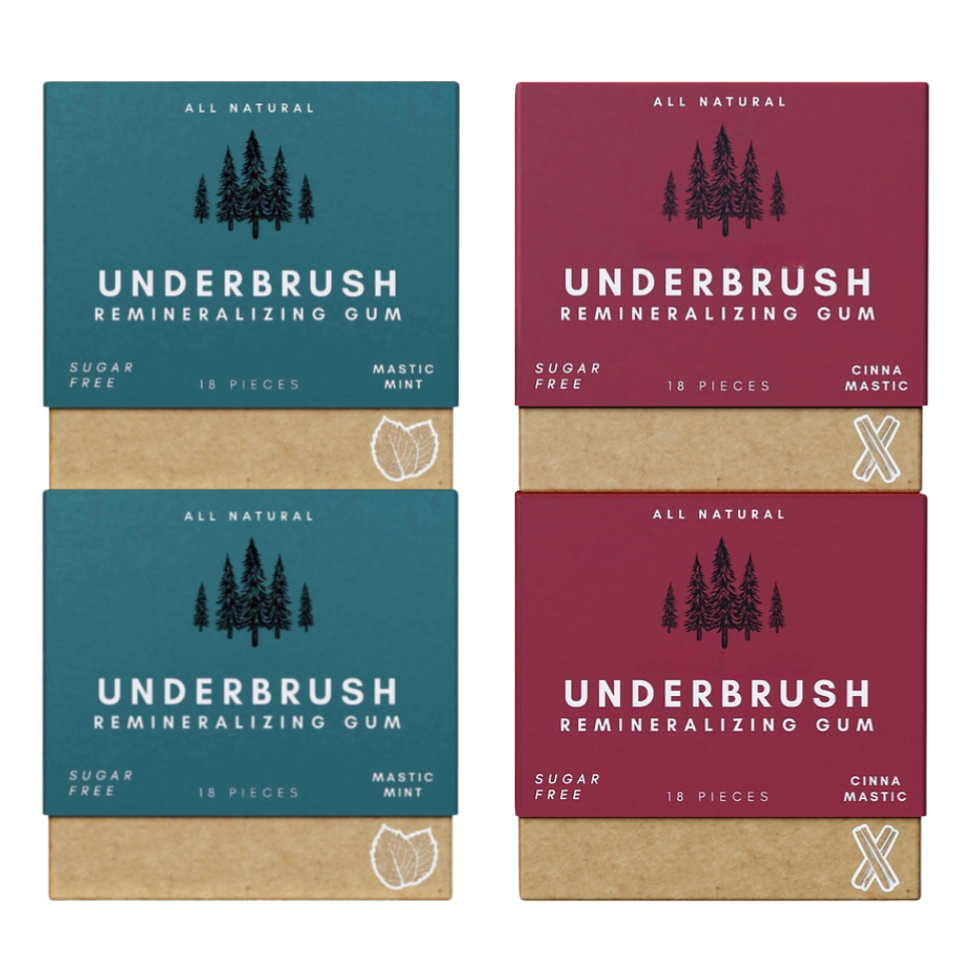 Underbrush Remineralizing Chewing Gum with Nano-Hydroxyapatite for Teeth and Gums